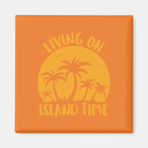 Living On Island Time Palm Trees And Sunset Magnet