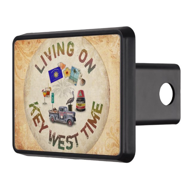 Living on Key West Time Trailer Hitch Cover (Left)