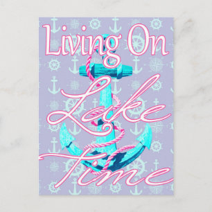 Living On Lake Time Postcard