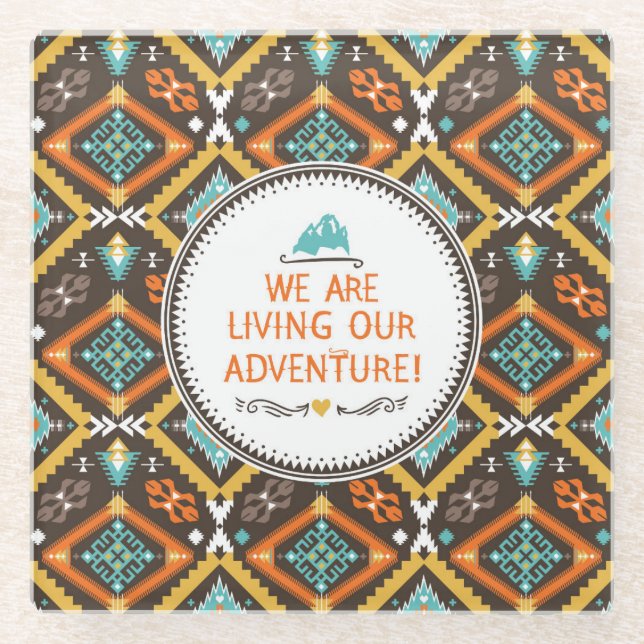 Living Our Adventure Glass Coaster (Front)