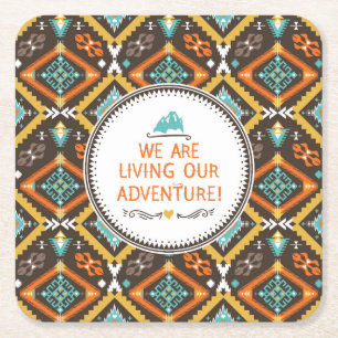 Living Our Adventure Square Paper Coaster