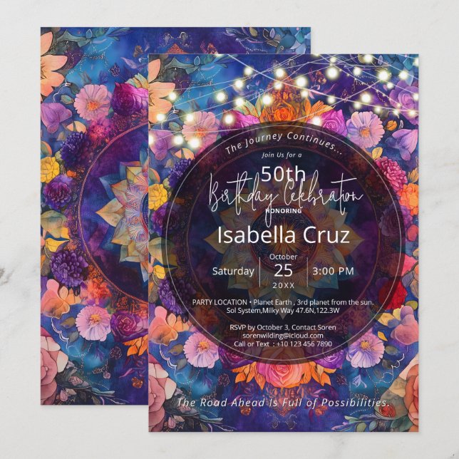 Living Petals | Floral Mandala Design Invitation (Front/Back)