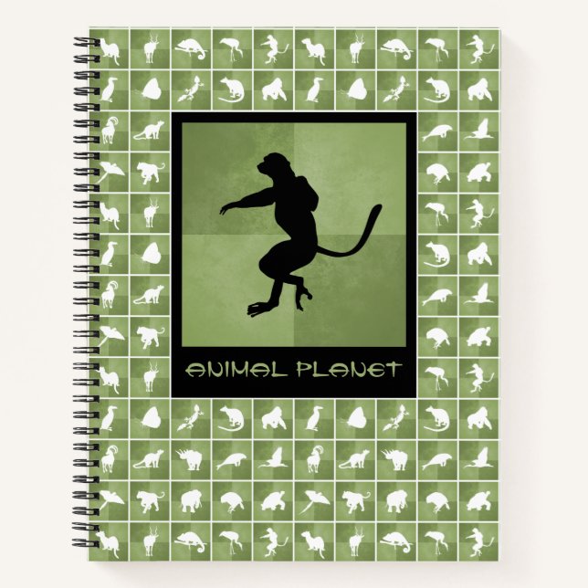 Living Planet sifaka lemur primate moss green Notebook (Front)