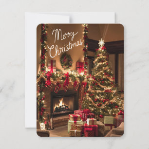 Living Room Christmas Fireplace #2 Holiday Card
