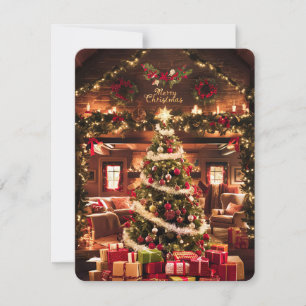 Living Room Christmas Fireplace #4 Holiday Card