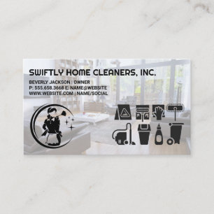 Living Room   Cleaning Supplies Icons   Maid Business Card