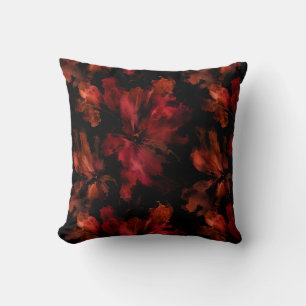 Living Room Dark Floral Blossom Illustration Throw Pillow