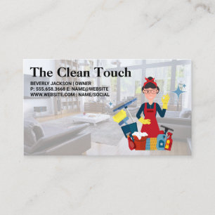 Living Room   Woman Cleaner Maid Business Card