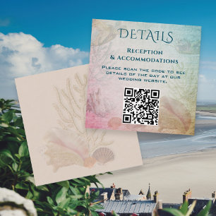 Living Seas Wedding Details QR code Square Enclosure Card