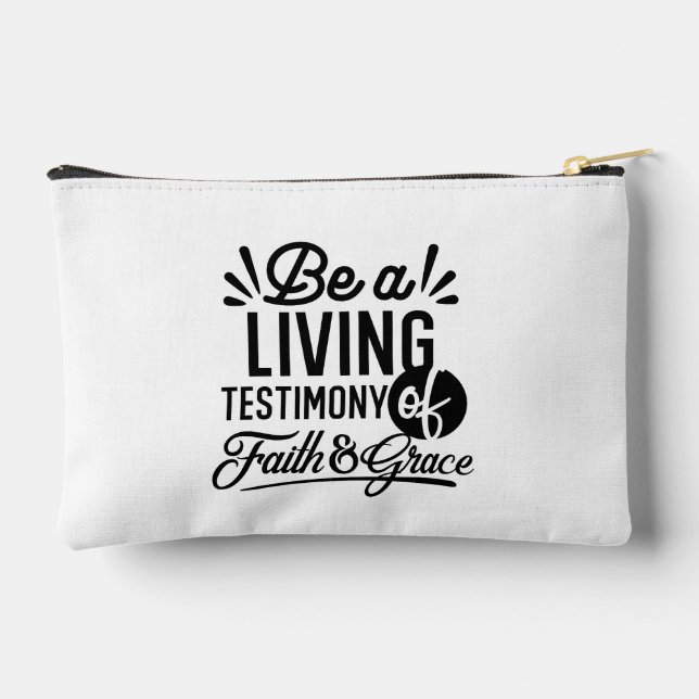 Living Testimony Bible Quote Christian Motivation Accessory Pouch (Back)