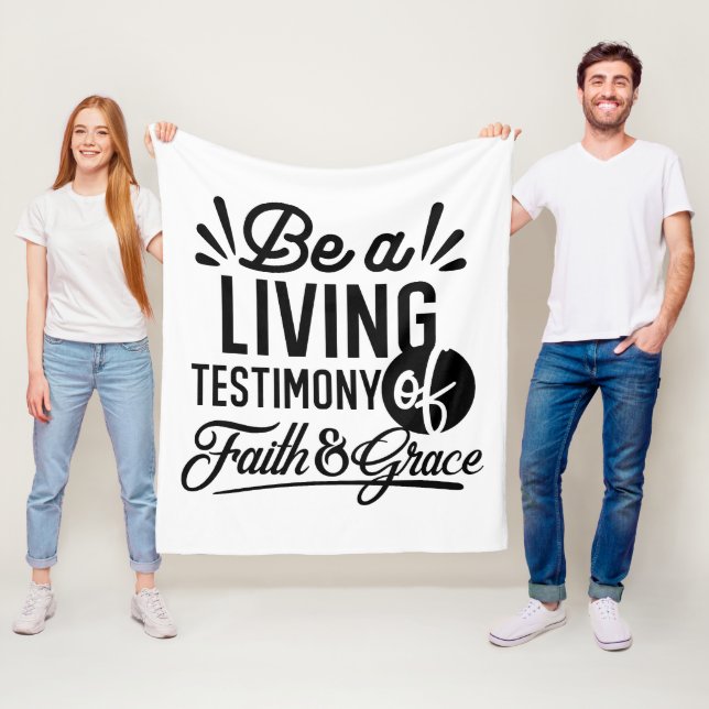 Living Testimony Bible Quote Christian Motivation Fleece Blanket (In Situ)