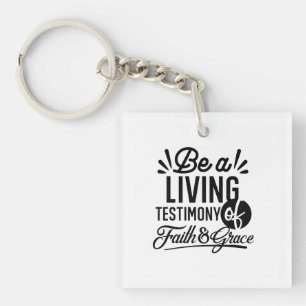 Living Testimony Bible Quote Christian Motivation Keychain