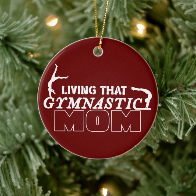 Living That Gymnastics Mom, Gymnastics Lover Ceramic Ornament (Tree)