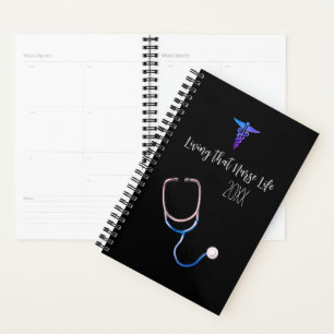 Living that Nurse Life rn Hand Lettered Black  Planner