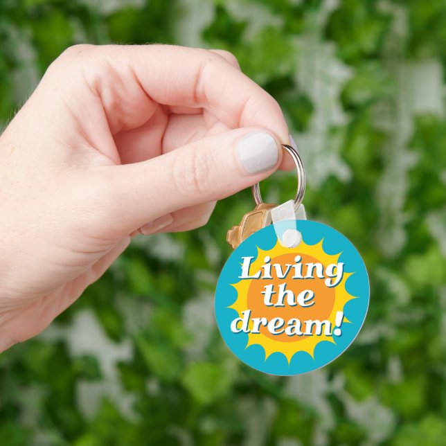 Living the dream keychain with sunny logo (Hand)