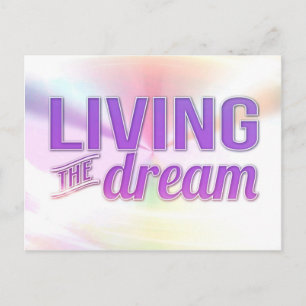 Living the dream on dreamy background postcard