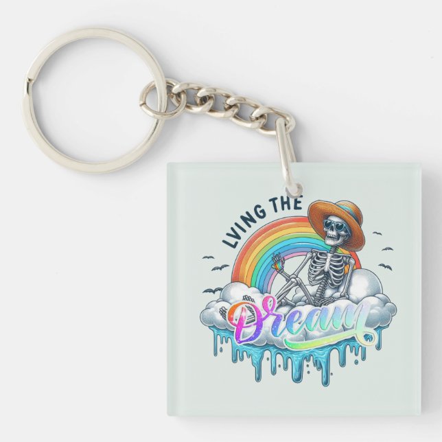 Living The Dream - Skeleton Keychain (Front)