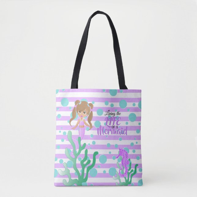 Living the Life of a Mermaid - Lavender Tote Bag (Front)