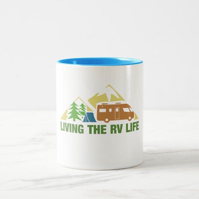 living the RV camping life 2 Two-Tone Coffee Mug (Center)