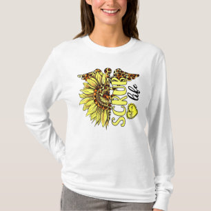 Living The Scrub Life Nurse Sunflower Leopard Nurs T-Shirt