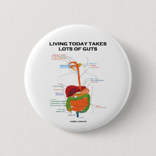 Living Today Takes Lots Of Guts (Digestive System) 2 Inch Round Button