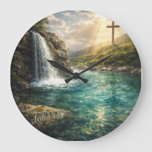 Living Water Christian Wall Art Large Clock