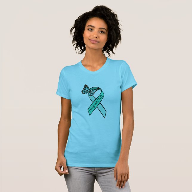 Living with OCD Obsessive Compulsive Disorder T-Shirt (Front Full)