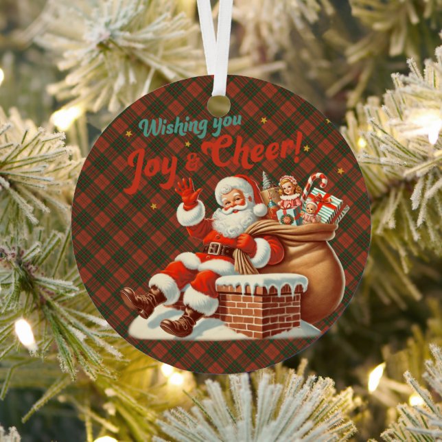 Livingston Ancient Scottish Tartan Christmas Metal Ornament (Insitu)