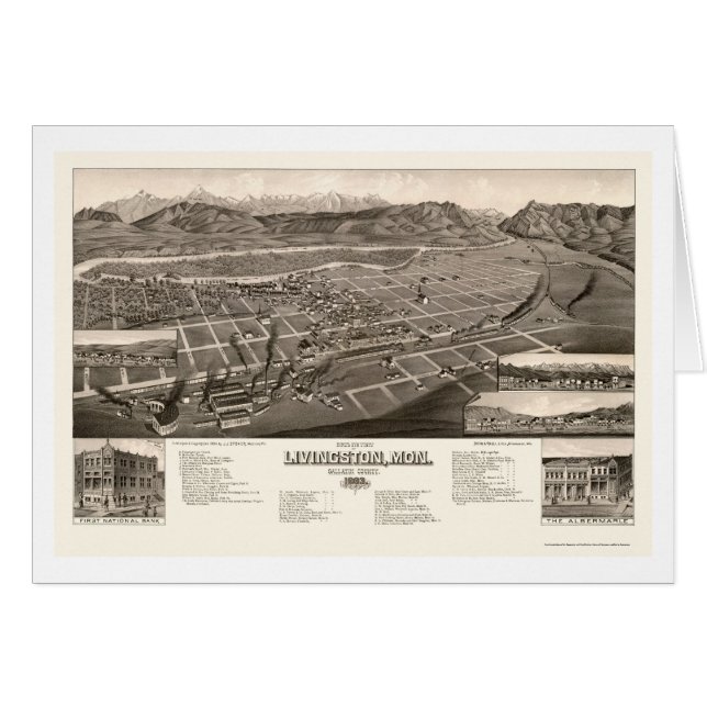 Livingston, carte panoramique de la TA - 1884 (Devant horizontal)