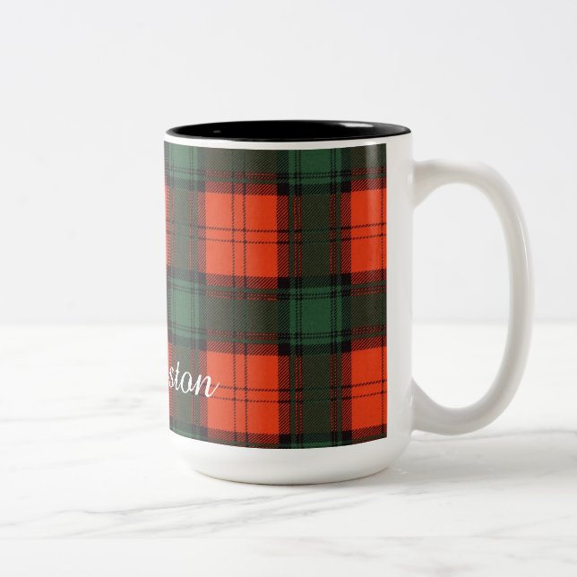 Livingston clan Plaid Scottish tartan Two-Tone Coffee Mug (Right)