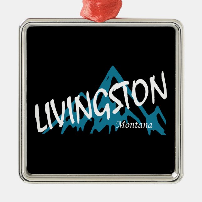 Livingston Montana Mountain Metal Ornament (Front)