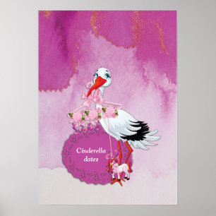 Livraison de la cigogne Affiche de la licorne