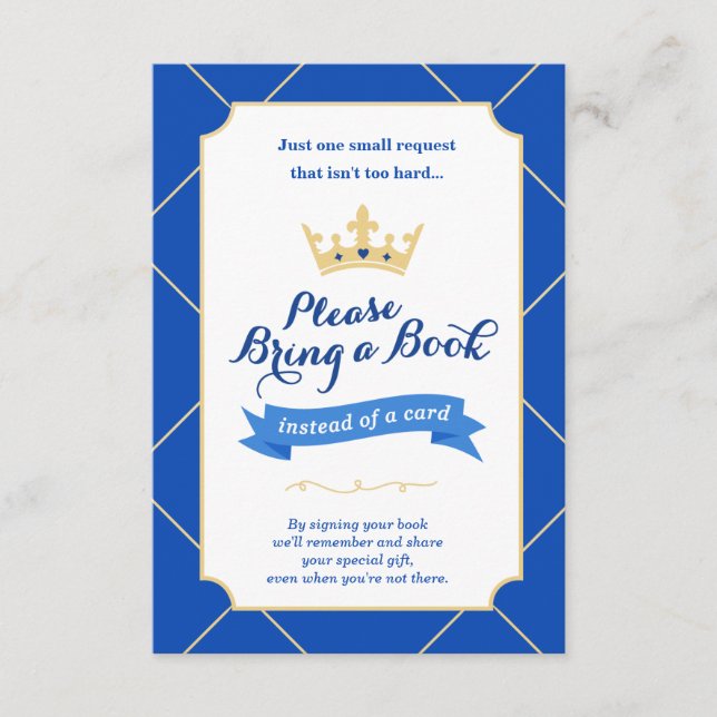 Livre au lieu d'une carte | Petit Baby shower Prin (Devant)