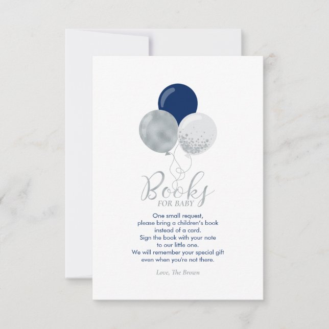 Livre bleu Silver Navy pour bébé, carte de demande (Devant)