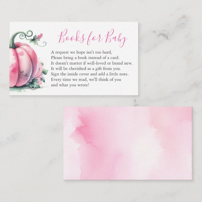 Livre Citrouille Rose Pour Boîtier Invitation Bébé (Devant / Derrière)