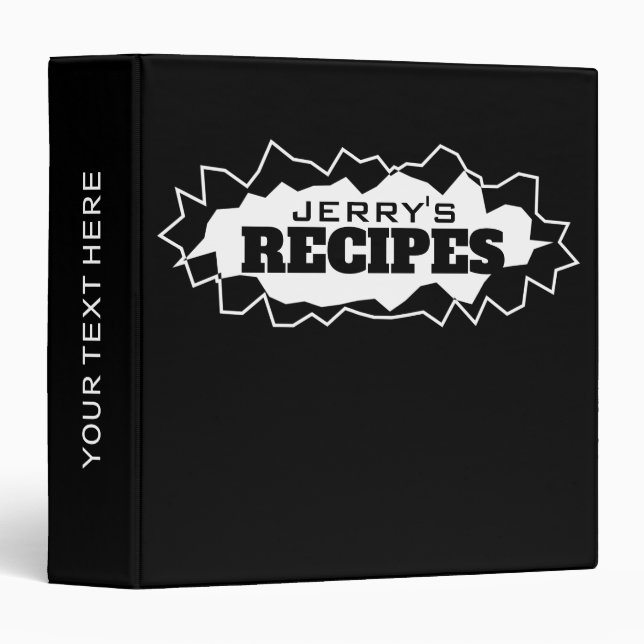 Livre classeur de recettes Manly noir et blanc pou (Devant/Côté)