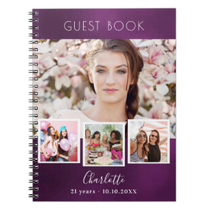 Livre d'anniversaire violet collage photo