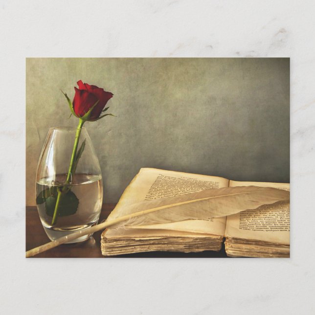 Livre d'antiquités et carte postale Rose (Devant)
