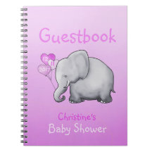 Livre d'Baby shower de fille aux éléphants roses