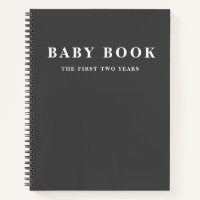 Livre de bébé noir minimal élégant moderne