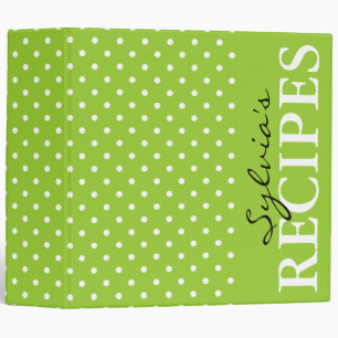 Livre de classeur de recette motif de pois vert po