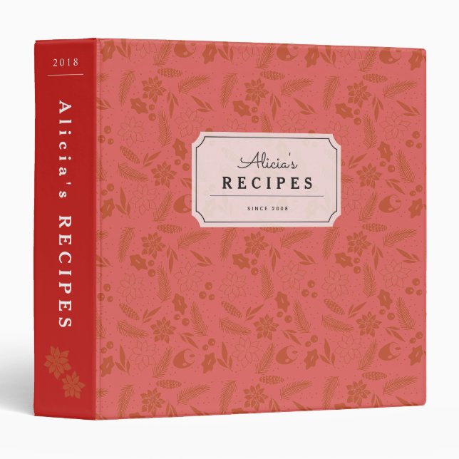 Livre de Classeur de Recette rouge fleur de vacanc (Devant/Côté)