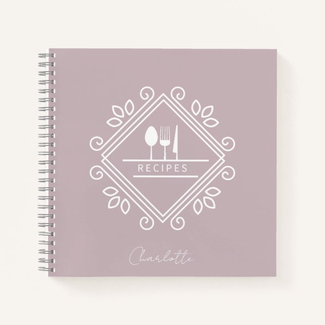 Livre de Cook | Carnet de recette | Mauve marron p (Devant)