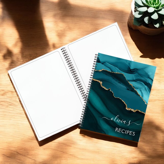 Livre de Cookbook Turquoise Aqua Blue Agate Geode  (Créateur téléchargé)