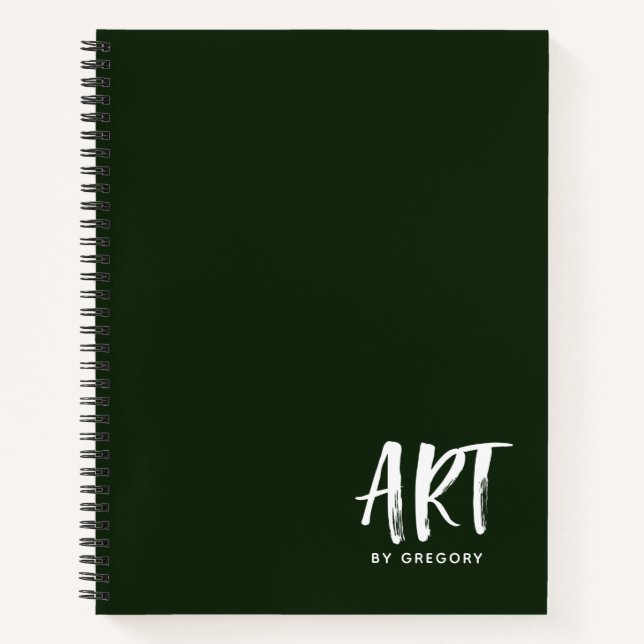Livre De Croquis Artiste Vert Moderne Avec Carnet  (Devant)
