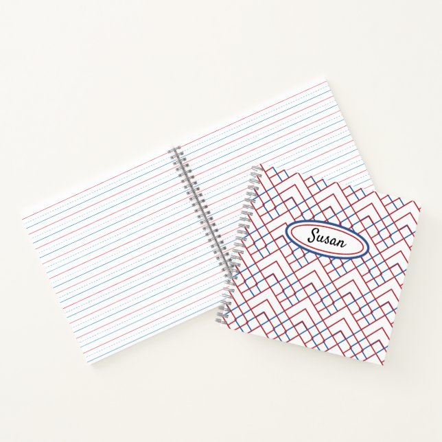 Livre de croquis blanc rouge bleu triangle bleu (Intérieur)