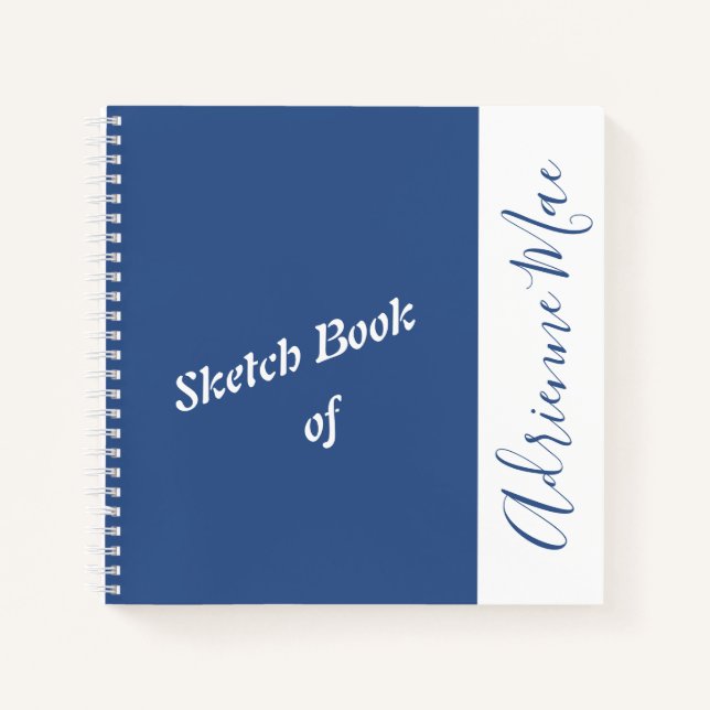 Livre de croquis bleu et blanc personnalisé (Devant)