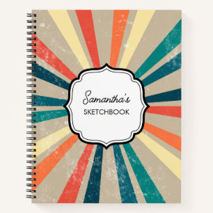 Livre de croquis couleur Retro Rainbow Sunburst