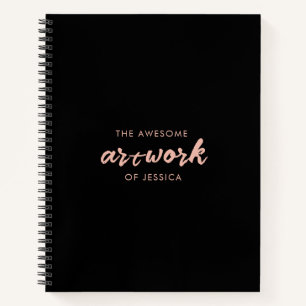 Livre de croquis d'artiste rose noir et blanc