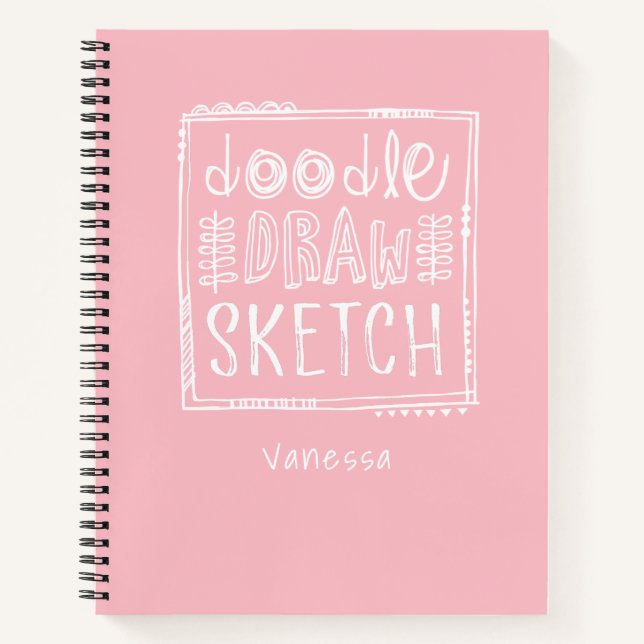 Livre de croquis d'artiste rose personnalisé avec  (Devant)
